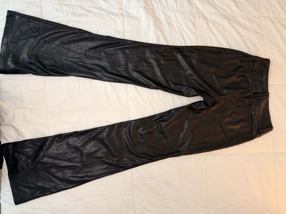Garage Black Faux Leather High Rise Flare Pants | Size XS - Picture 8 of 11